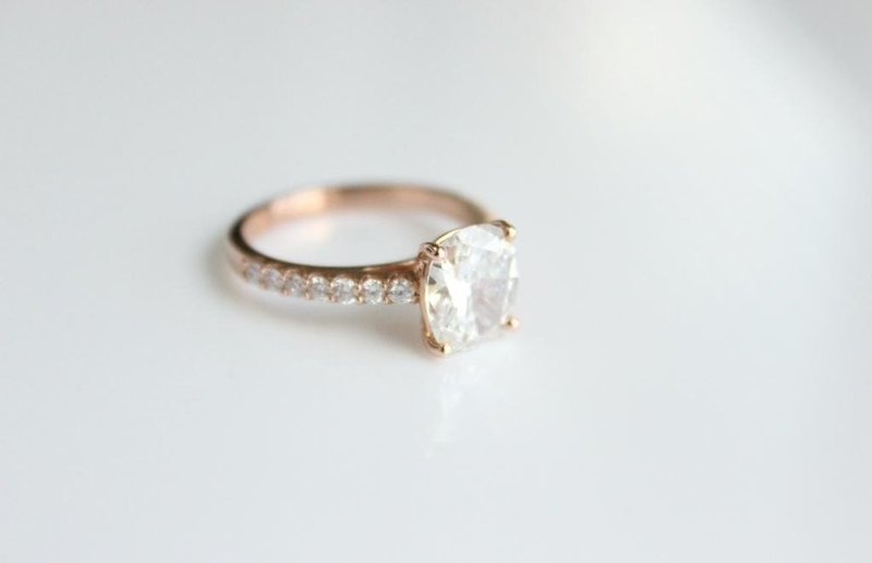 David & Carolyn's 18k Rose Gold Classic Solitaire with a Cushion Brilliant Diamond