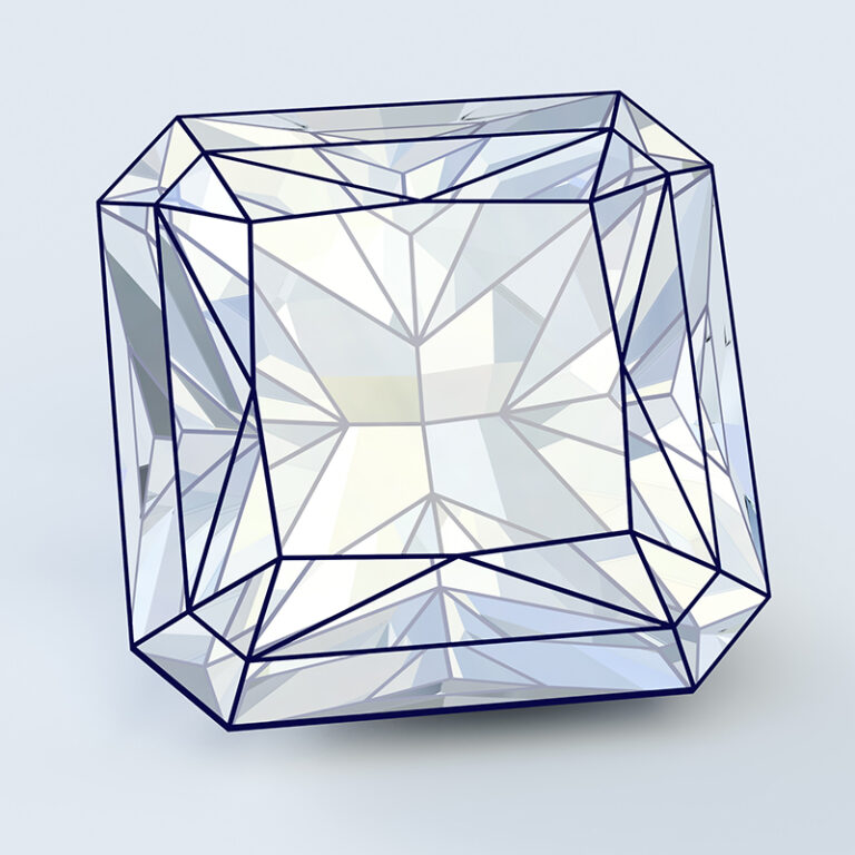 Sketch of a square radiant cut diamond