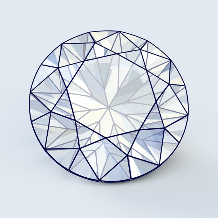 Sketch of a round brilliant cut diamond