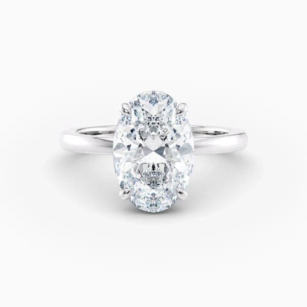 Oval Diamond Set In 18 Karat White Gold Engagement Ring Front View