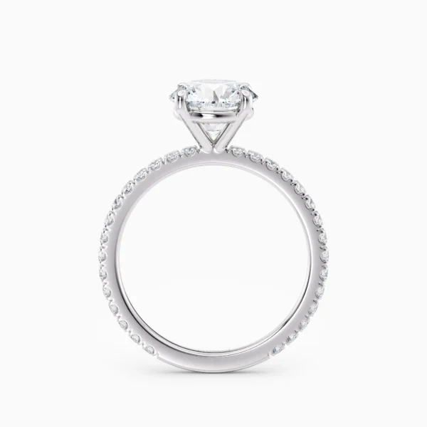 Round Diamond Set In White Gold Engagement Ring Side View