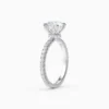 Round Cut Diamond Set In White Gold Engagement Ring Front Side View