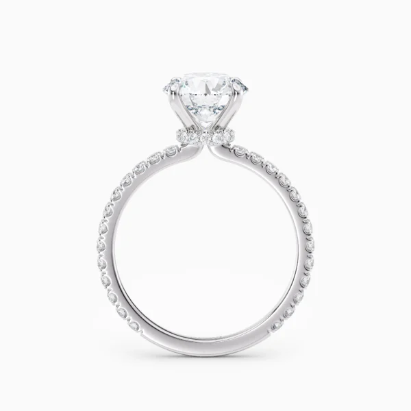Round Cut Diamond Set In White Gold Engagement Ring Side View