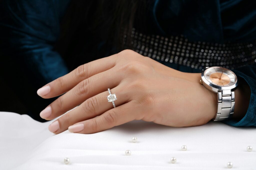 elongaged cushion cut diamond engagement ring scottsdale